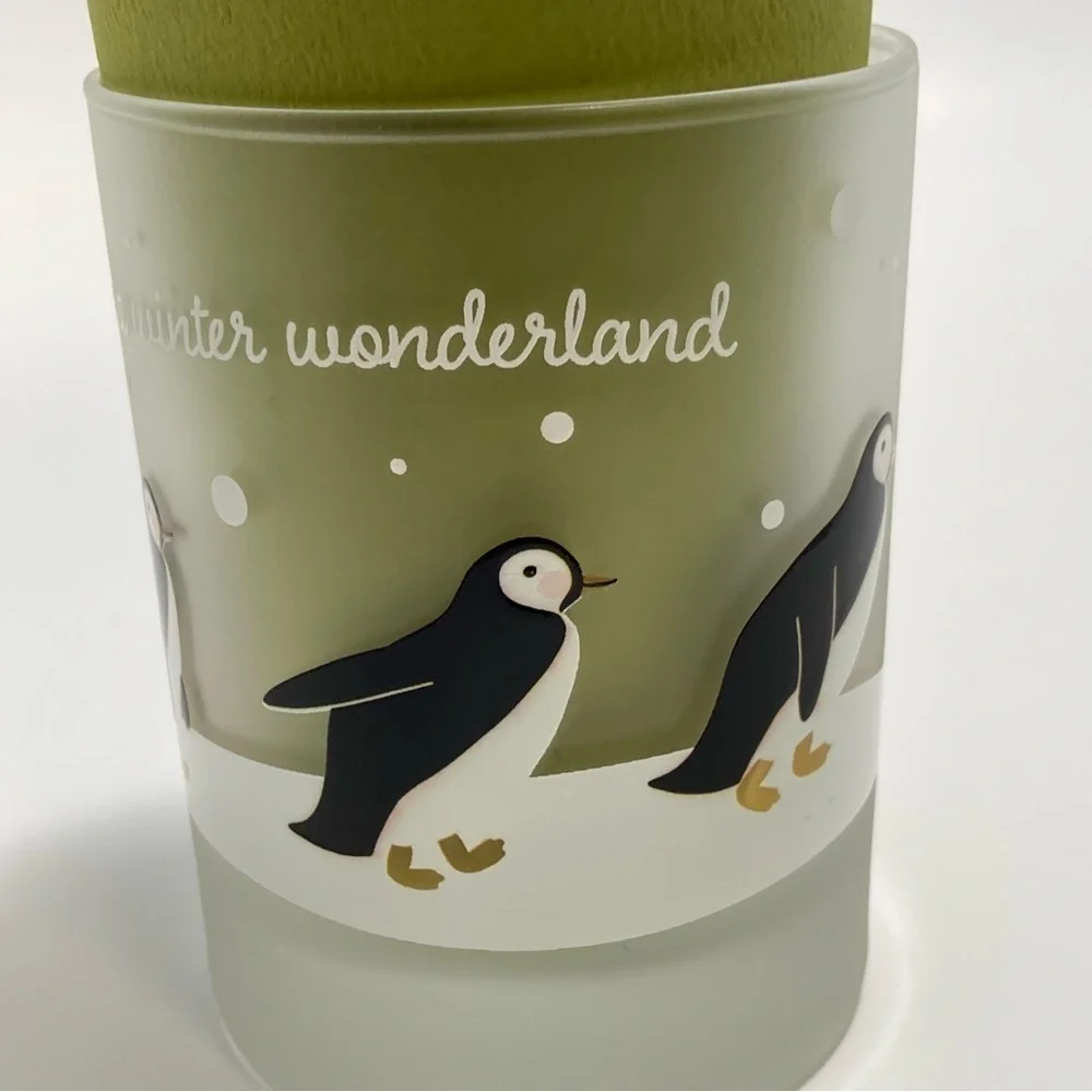 Culver penguins  frosted walking through a winter wonderland glass
